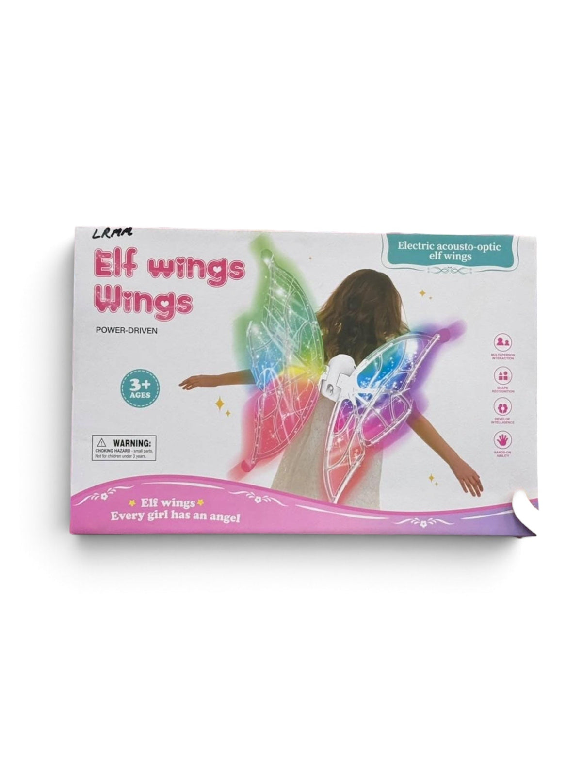 Light Up Fairy Wings for Girls - Electric Acousto-Optic Elf Wings with Flapping Movement, Music & Rainbow LED Lights