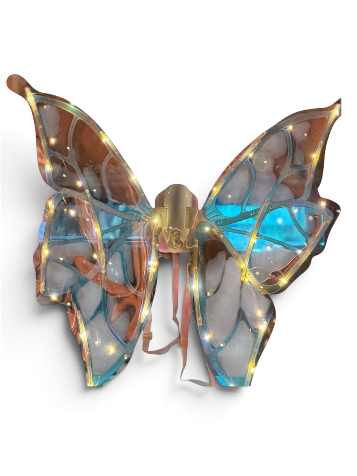 Light Up Fairy Wings for Girls - Electric Acousto-Optic Elf Wings with Flapping Movement, Music & Rainbow LED Lights