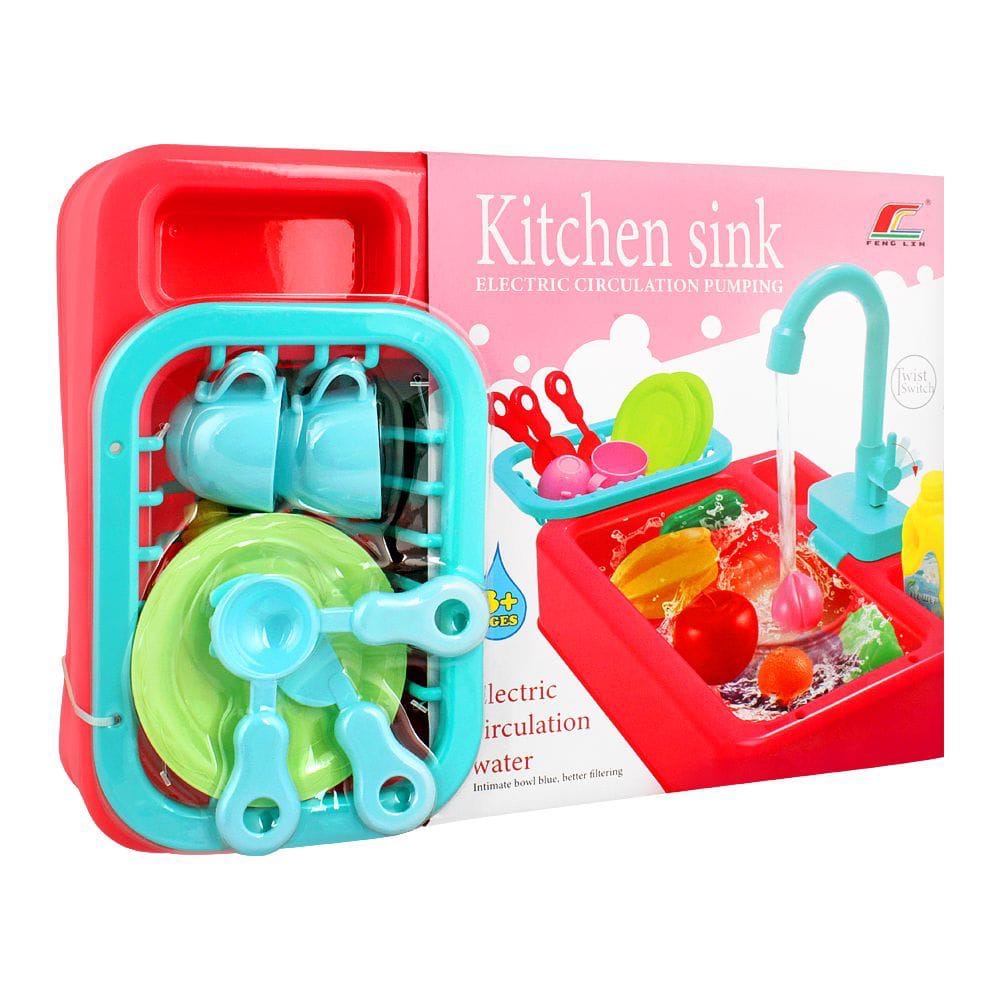 Kitchen sink toy featuring an electric circulation pump for real running water