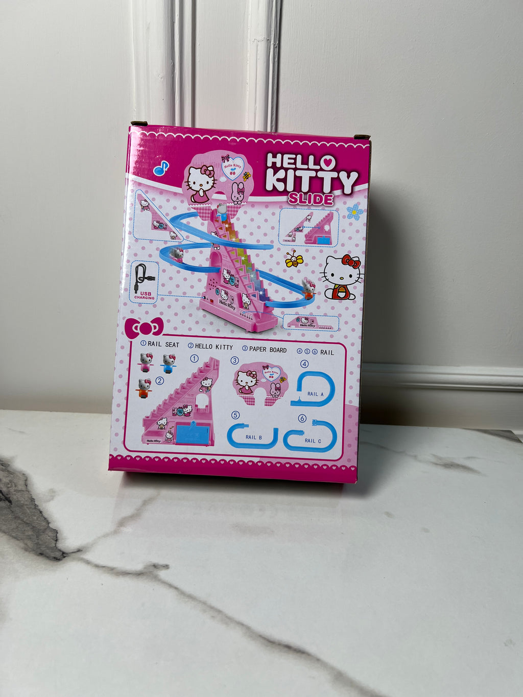 Hello kity slide track with lights and music rechargeable