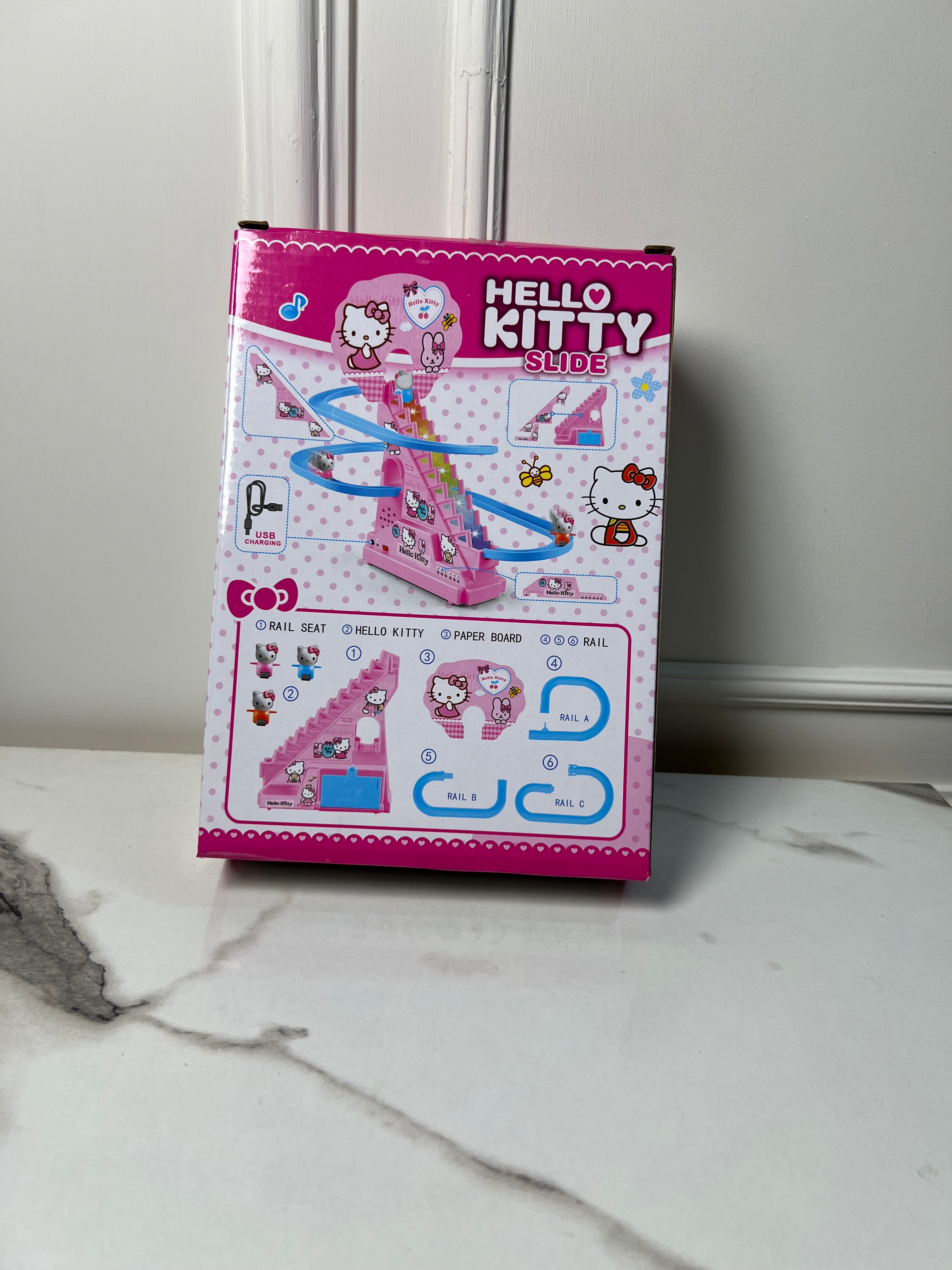 Hello kity slide track with lights and music rechargeable