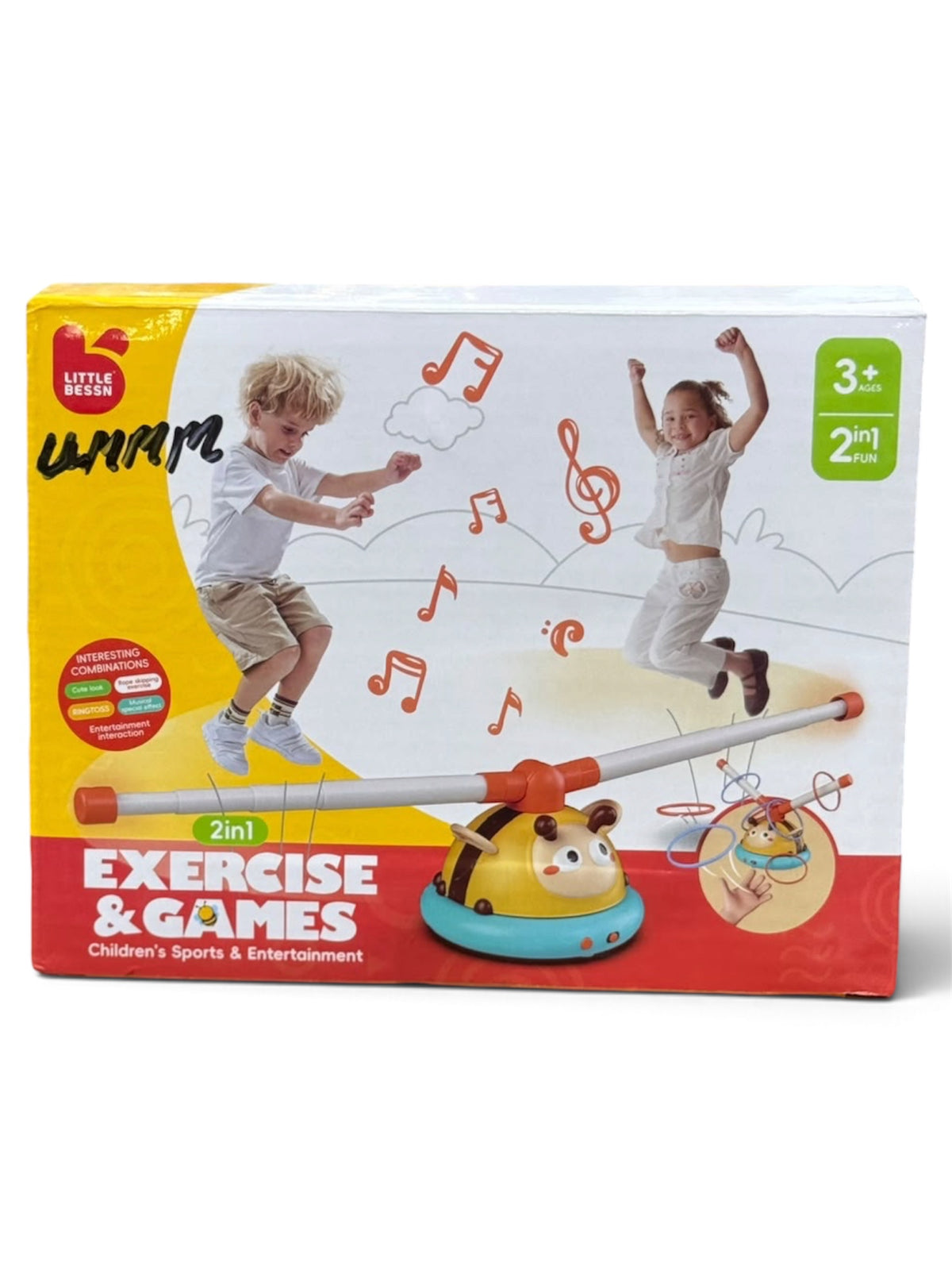 2 in 1 Kids Exercise & Games - Musical Rope Skipping + Ring Toss - Sports Toy