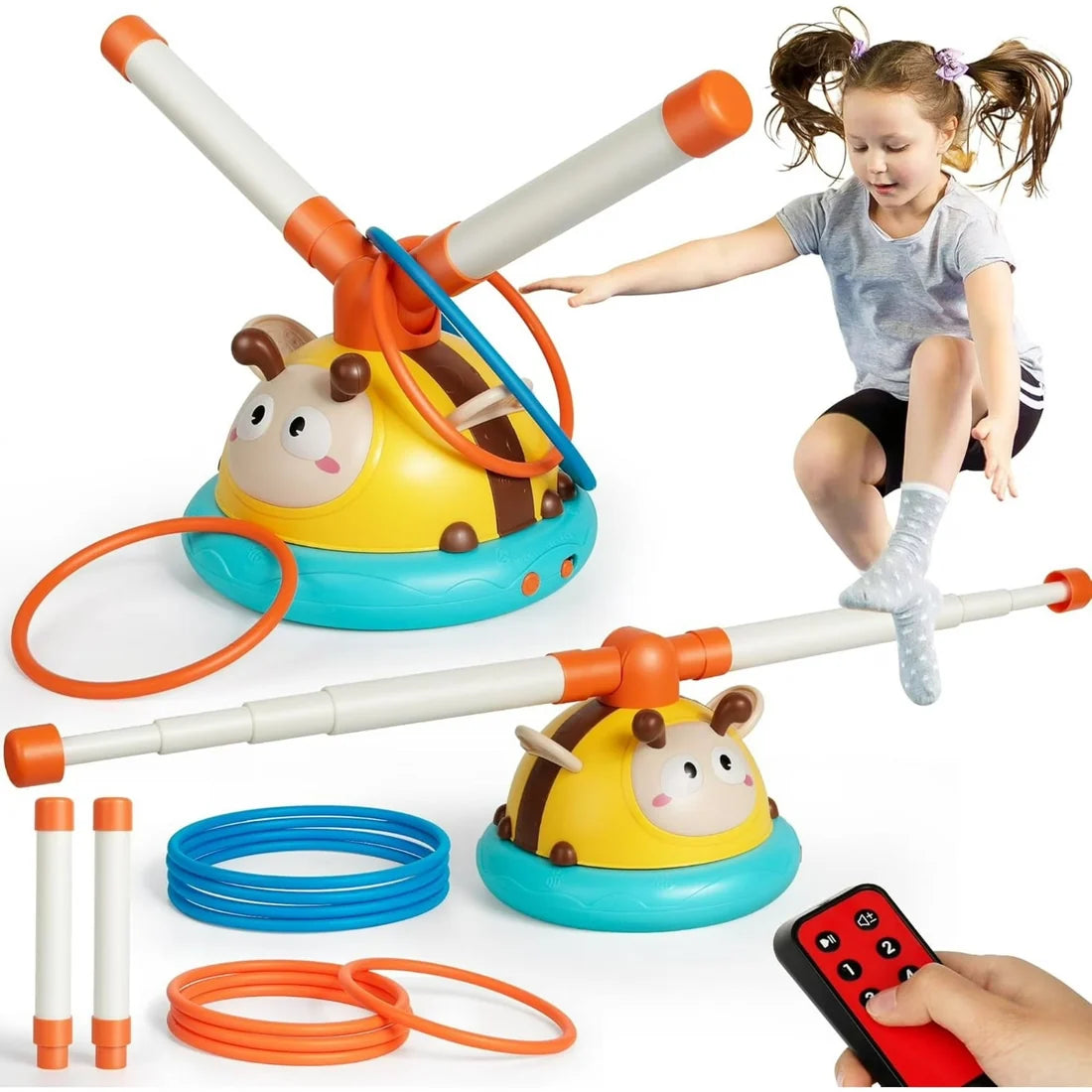 2 in 1 Kids Exercise & Games - Musical Rope Skipping + Ring Toss - Sports Toy